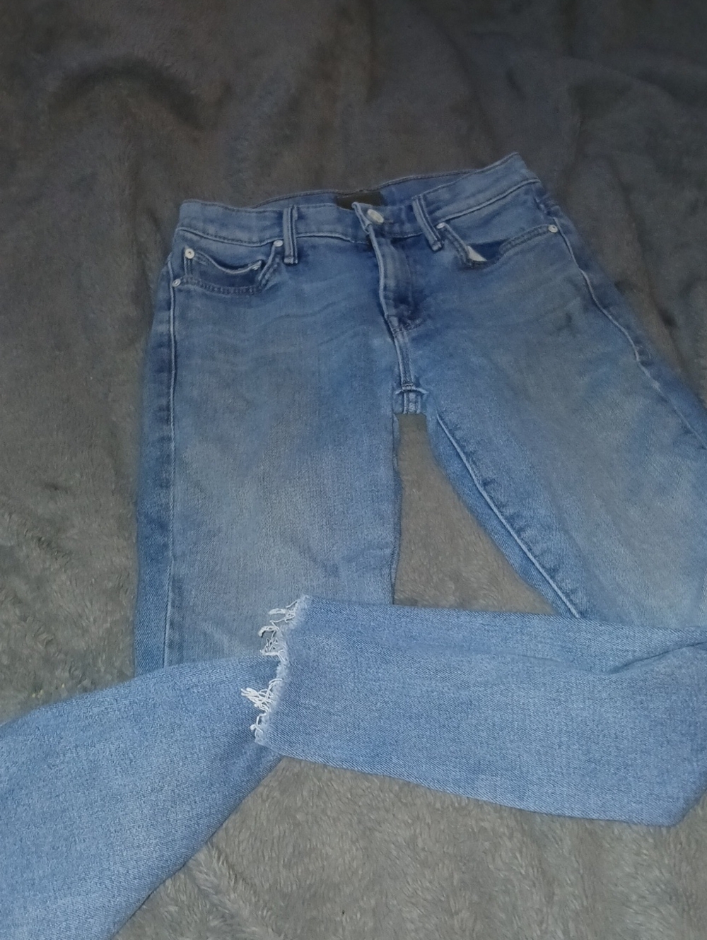 MOTHER Designer jeans Women’s Blue Denim Skinny - Casual Frayed Hem